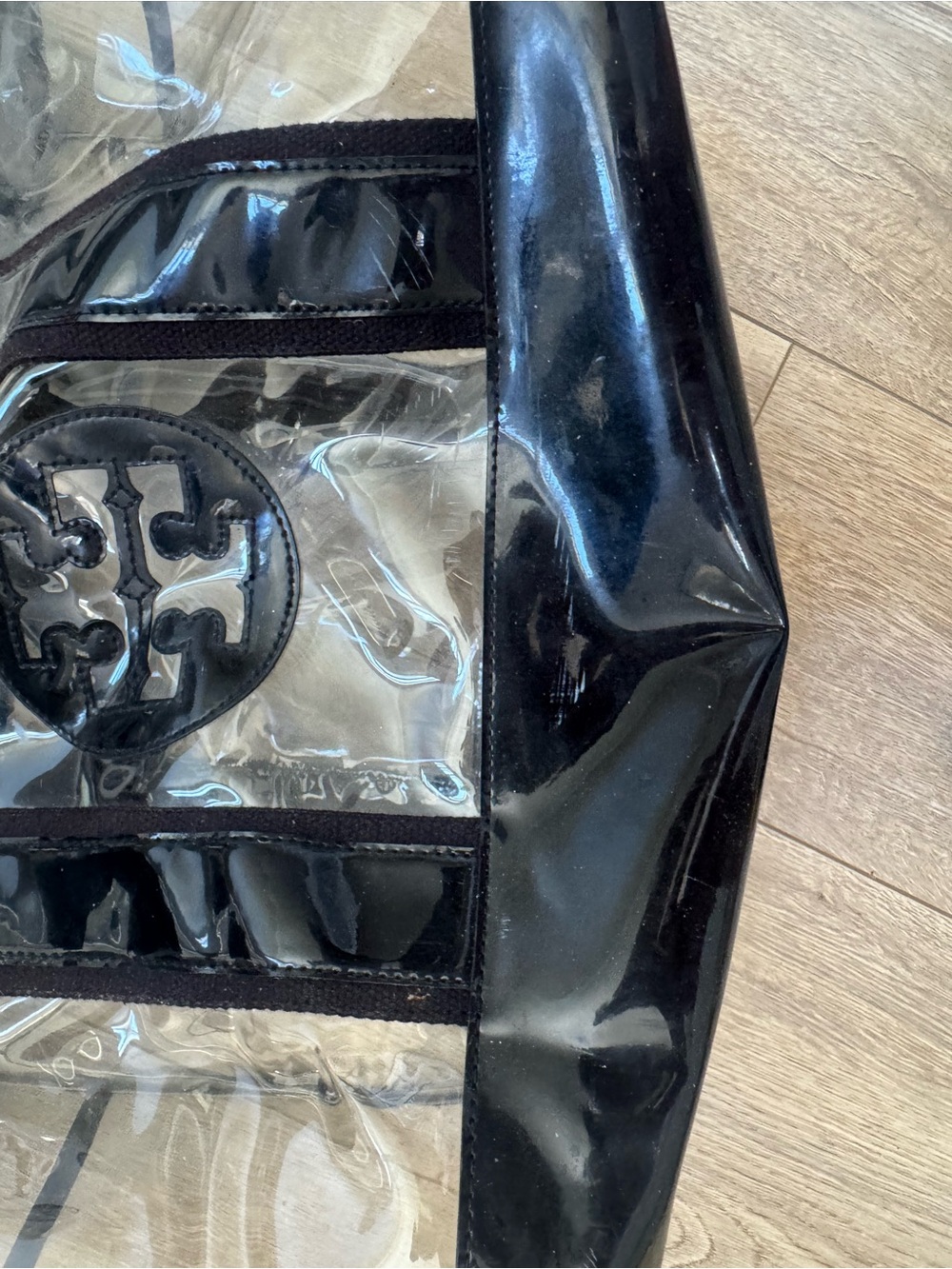 Tory Burch Clear Tote with Black Trim and Logo - Picture 7 of 8